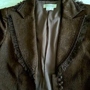 Kay Unger Chocolate Brown Paisley Suit.